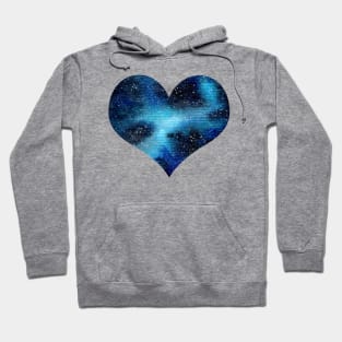 Watercolor blue galaxy heart Hoodie